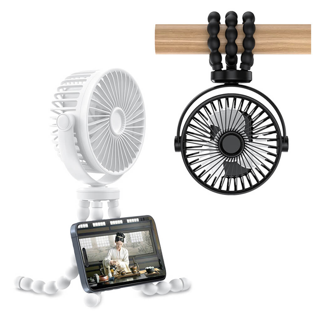 LulliNini Portable USB Octopus Fan - Mini Foldable Handheld Fan with Flexible Legs - babeliobaby - Black - 