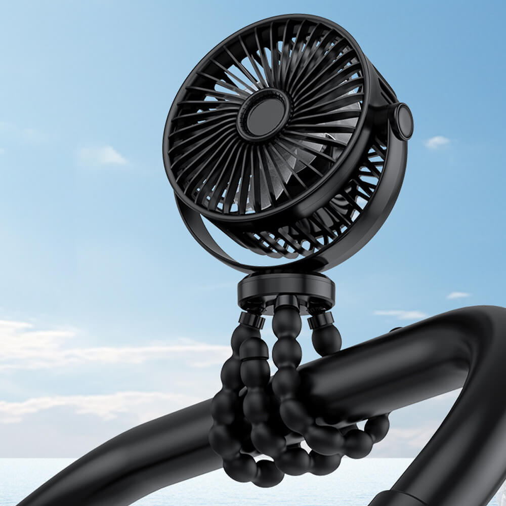 LulliNini Portable USB Octopus Fan - Mini Foldable Handheld Fan with Flexible Legs - babeliobaby - Black - 