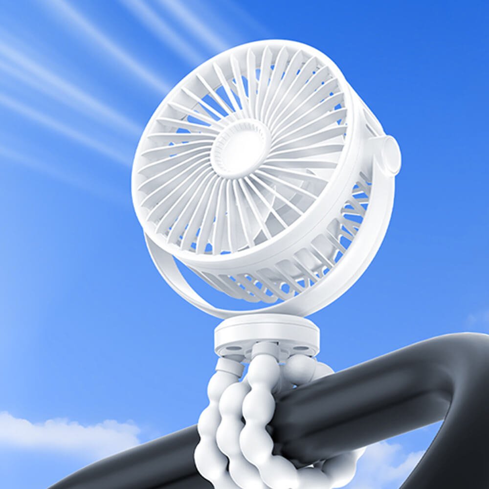 LulliNini Portable USB Octopus Fan - Mini Foldable Handheld Fan with Flexible Legs - babeliobaby - White - 