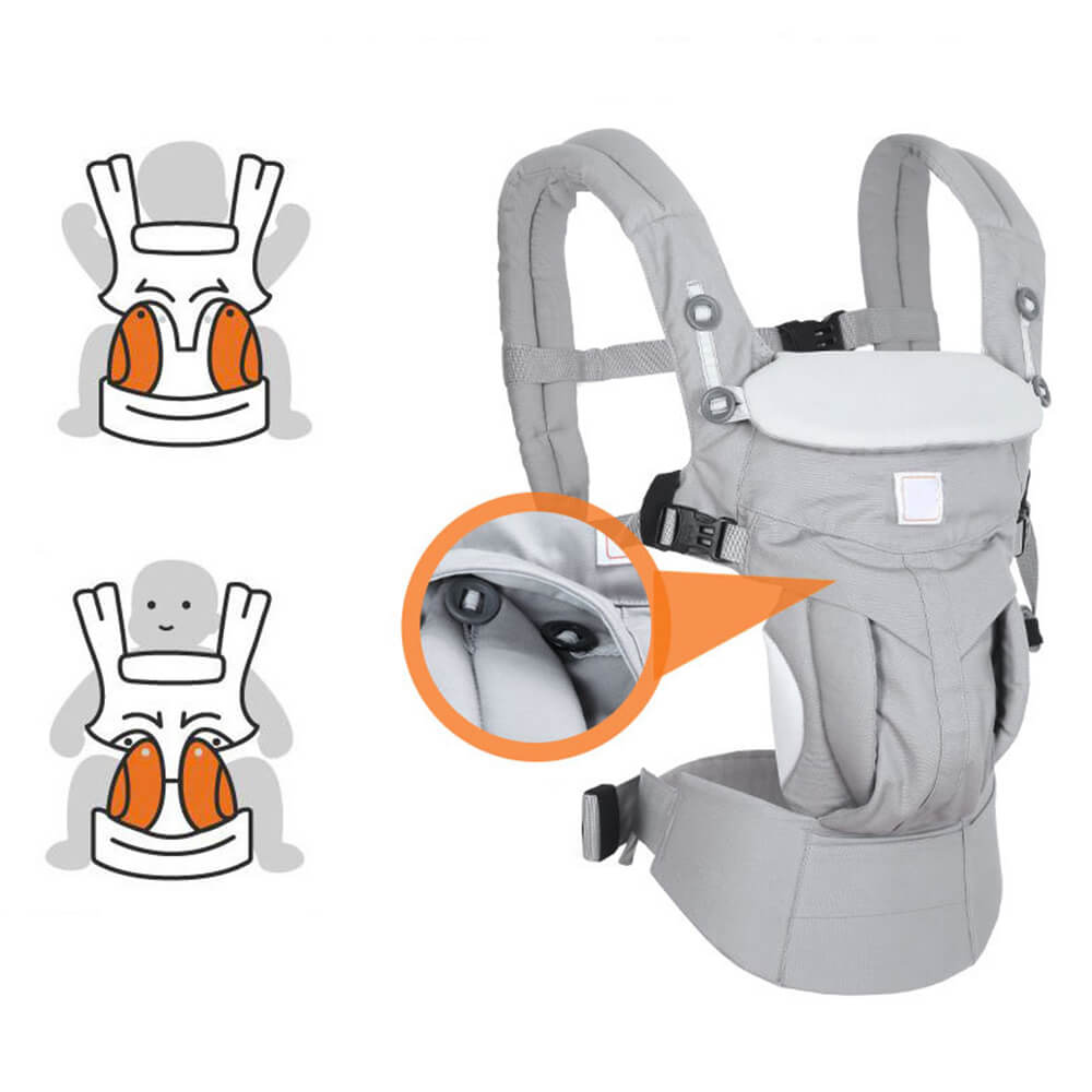 Babelio ergonomic gray baby carrier sling with adjustable straps and infant hip support