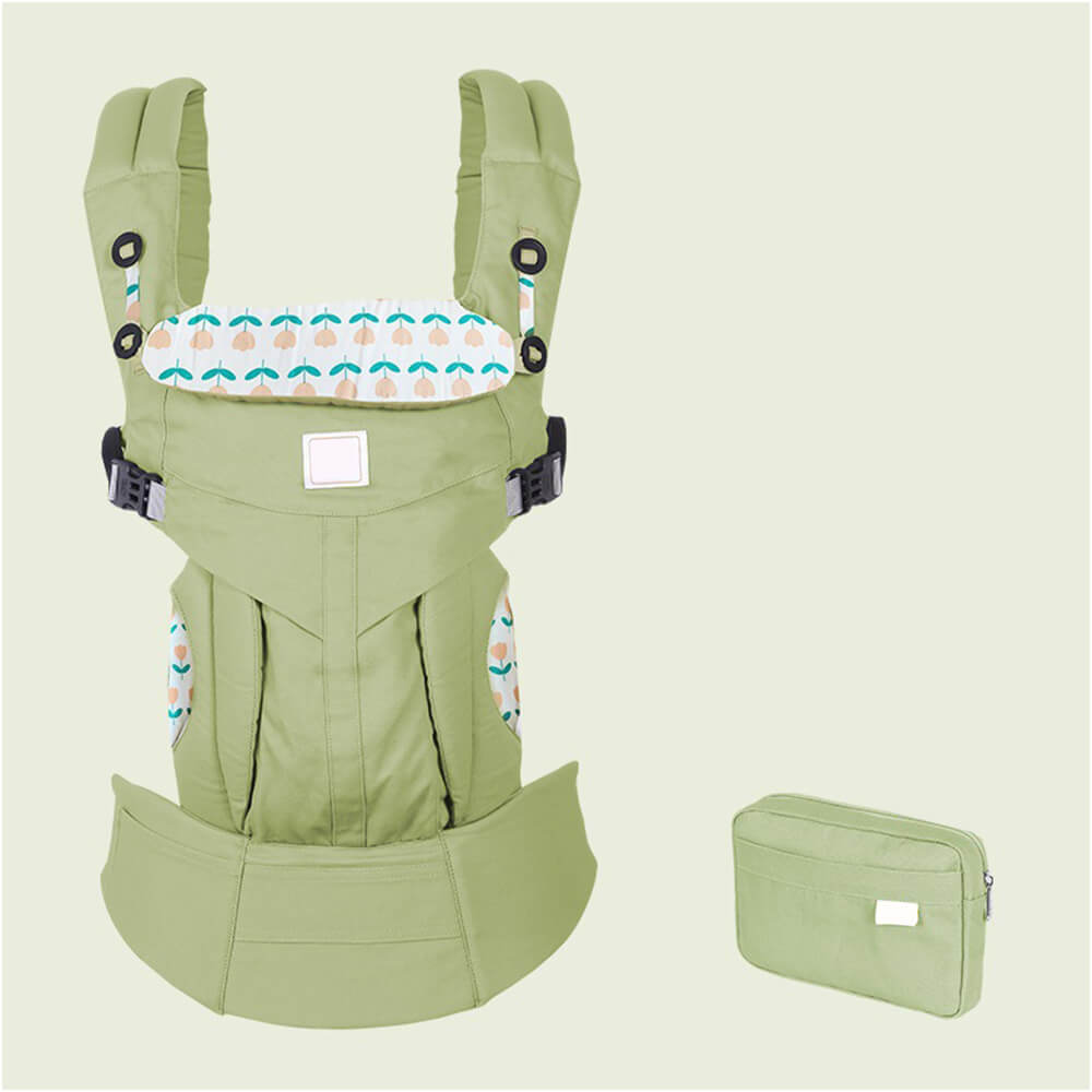 LulliNini Versatile 2 - in - 1 Baby Carrier & Sling - Ergonomic Infant and Toddler Carrier - babeliobaby - Fruit Green - Four Seasons