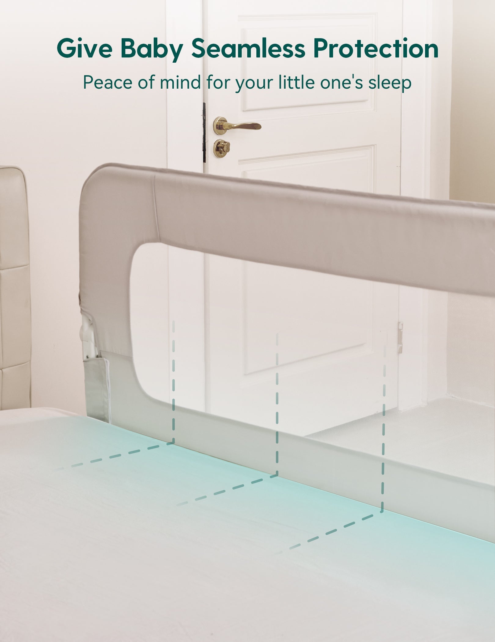 Babelio adjustable baby bed rail for safe sleep in a modern bedroom.