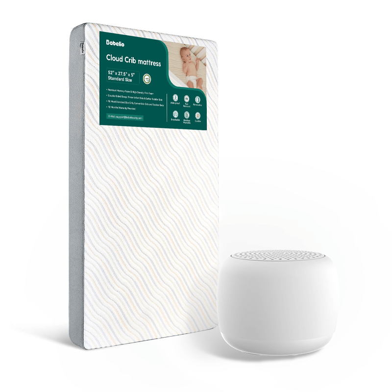 Babelio crib mattress and white noise machine for nursery, modern baby products