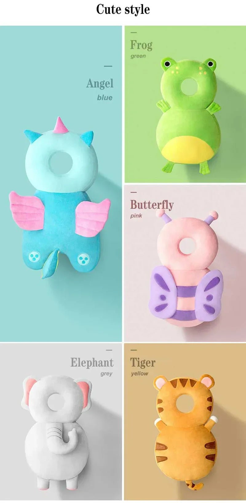 NIDOMIO Baby Head Fall Protection Pad Cushion Cartoon Soft Security Pillows Backpack Newborn Headrest Security Pillows Backpack Toddler - babeliobaby - Butterfly - 