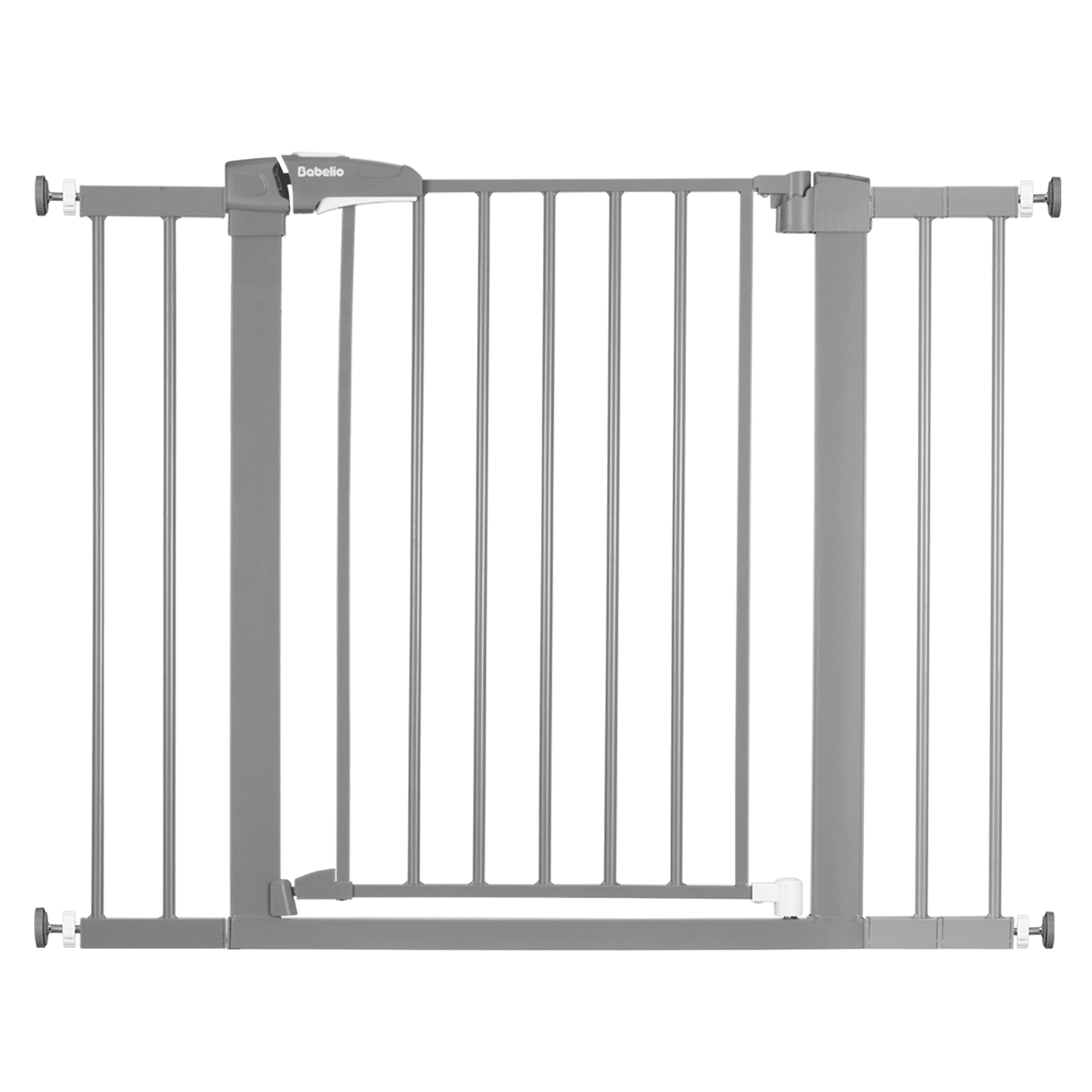 Babelio grey metal baby safety gate with secure latch for home or nursery use