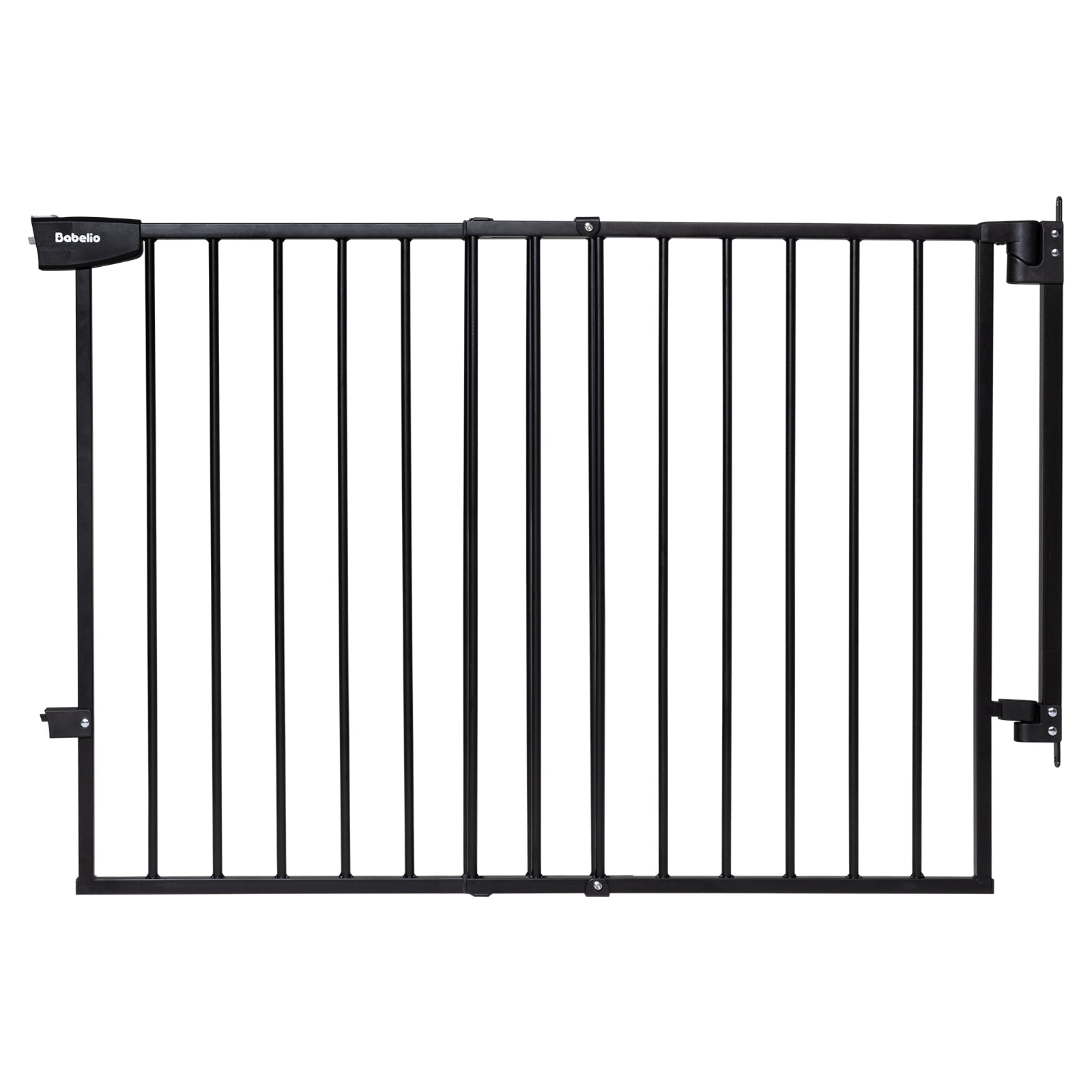 Babelio black baby safety gate for stairs and doorways, hardware mounted