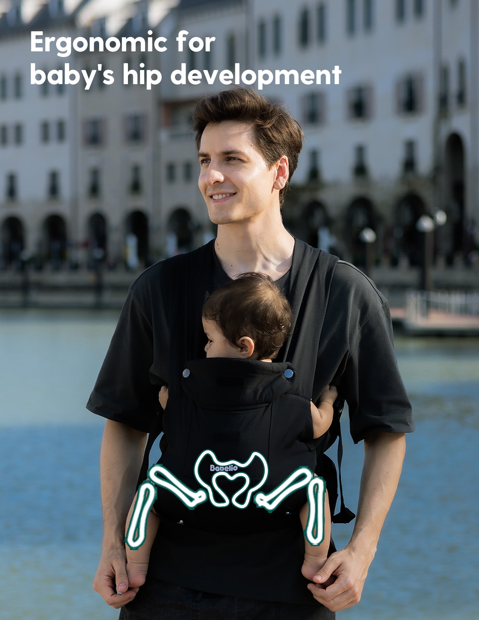 Samurai | Ergonomic Baby Carrier for Newborn to Toddler (7–45lbs) - babeliobaby - Black - 