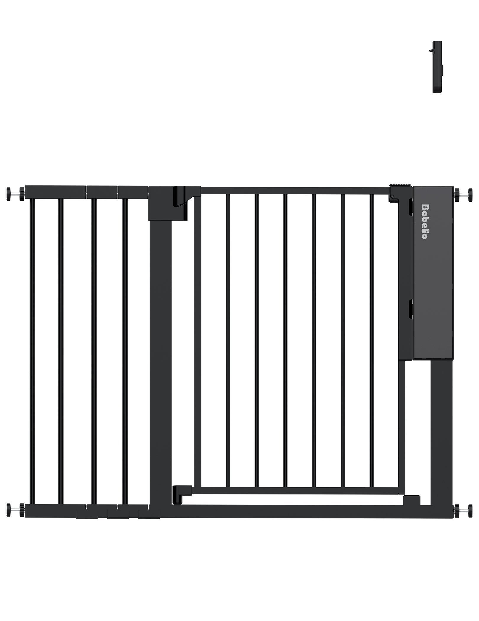 Sensepass | Smart Baby Gate for Doorways & Stairs - Infrared Auto - Unlock & Auto - Close - babeliobaby - Black - 26 - 37.5" Wide 30" Tall