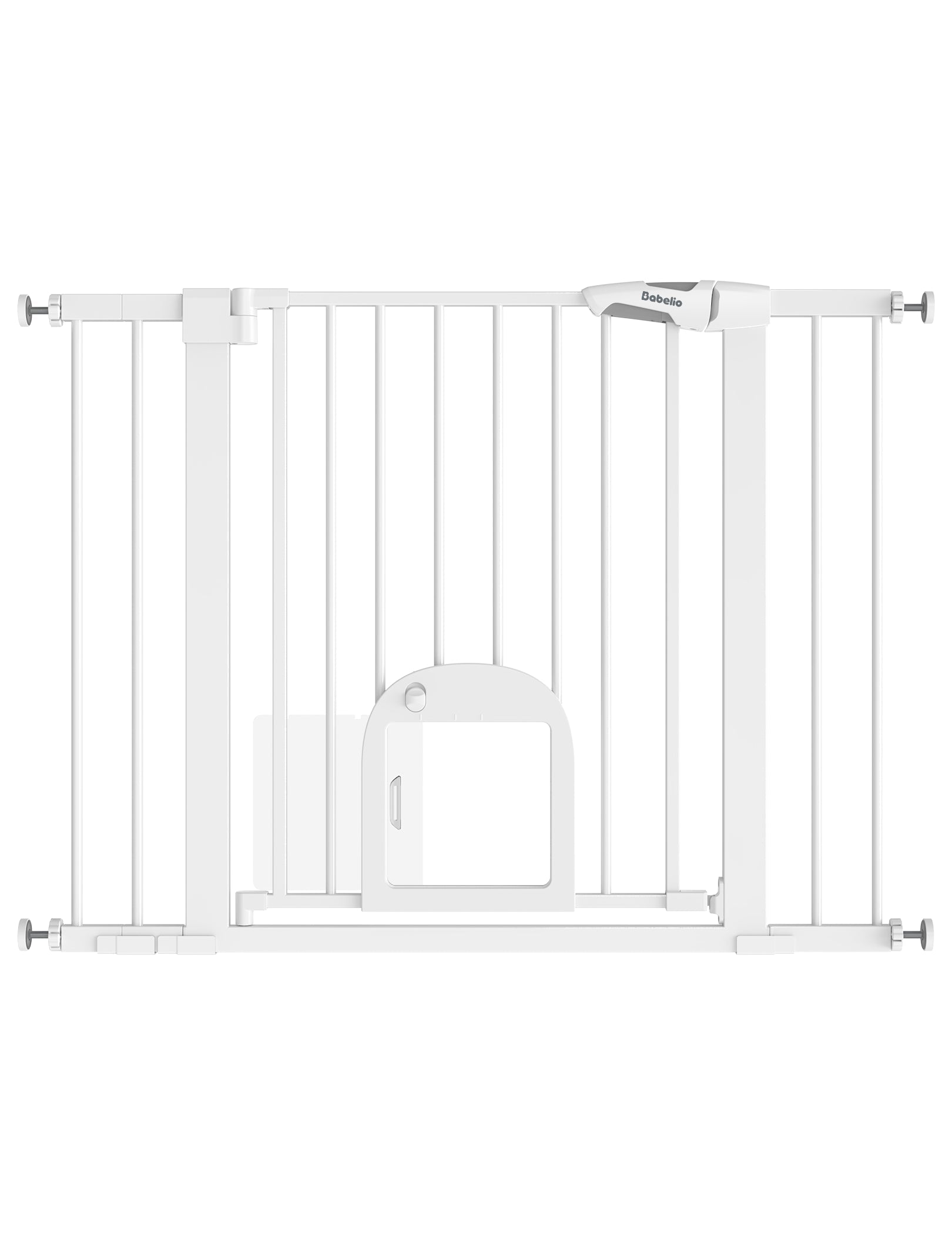 Babelio white baby safety gate for doorways, secure and modern design, home interior