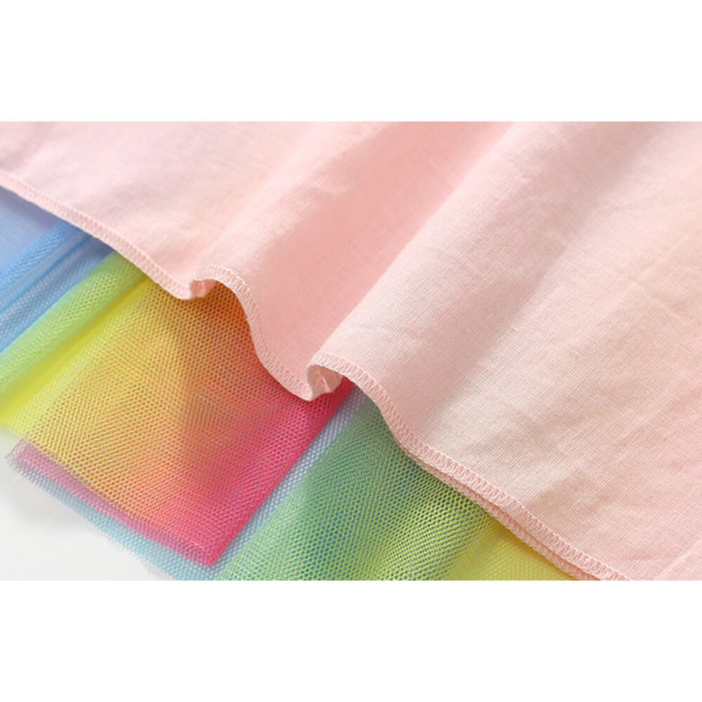 Babelio pastel rainbow tulle and pink fabric detail, stylish girl's dress skirt