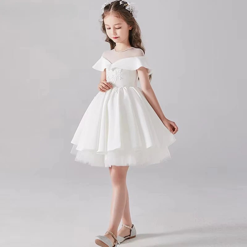 Tiny Cuddling Pageant Elegant Birthday Party | Formal Occasion Flower GirlsShort Evening Gowns White Dress