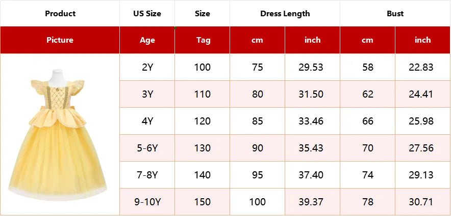 Yellow Fairytale Princess Dress for Girls — Ball Gown with Puff Sleeves & Elegant Details - babeliobaby - Belle Suit1 - 4Y (Size 120)