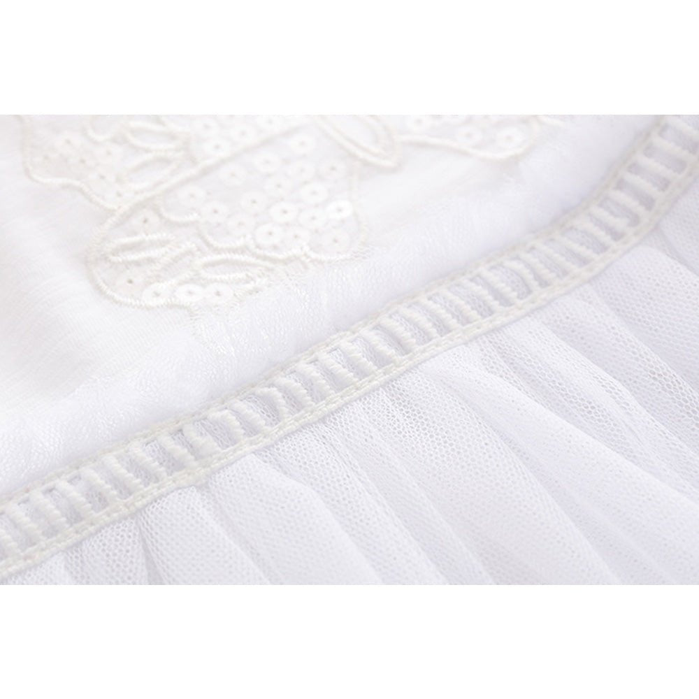 2023 Summer New Arrival Girls' Dress - Super Charming White Butterfly Embroidered Short Sleeve Party Dress - babeliobaby