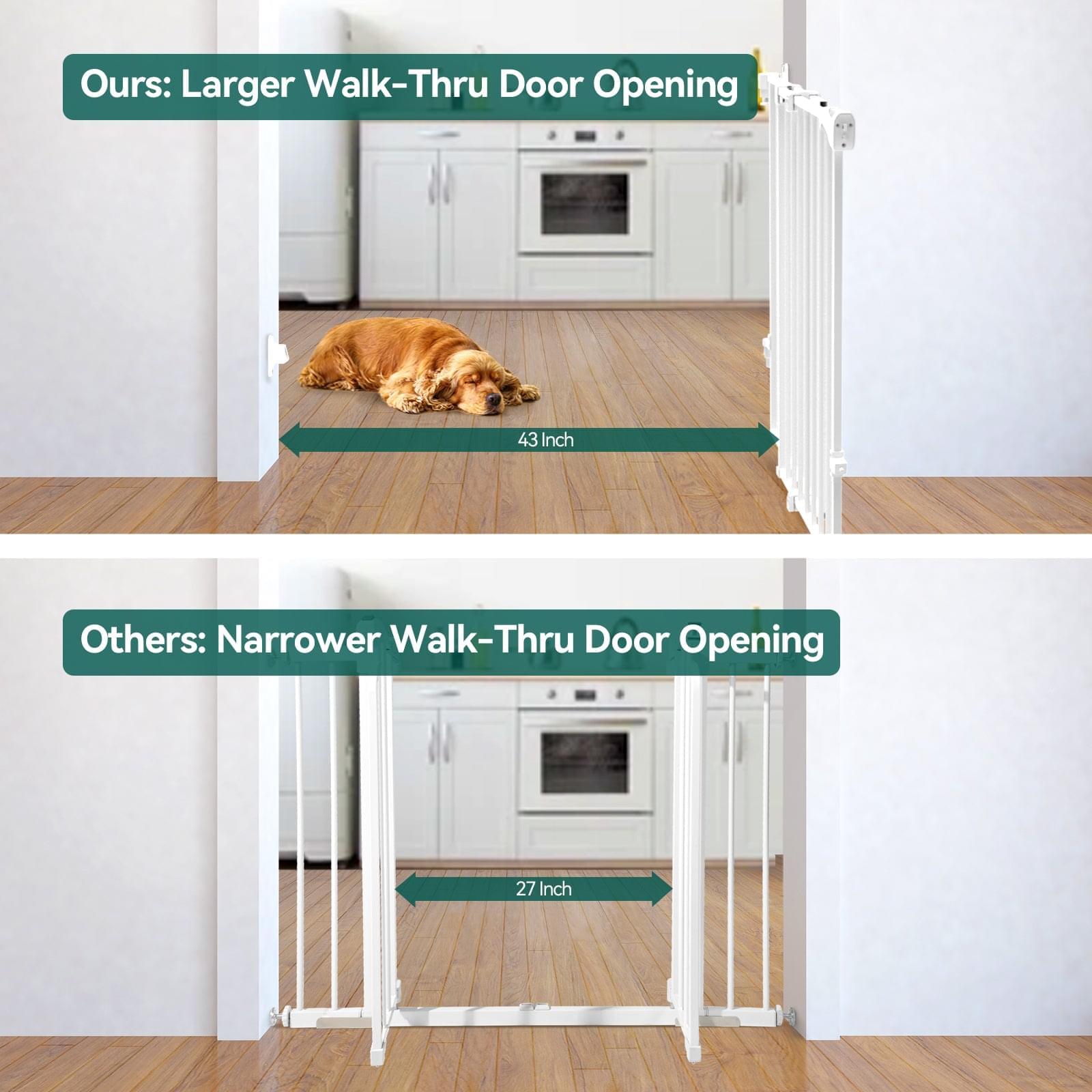 Hands free walk clearance through pet gate