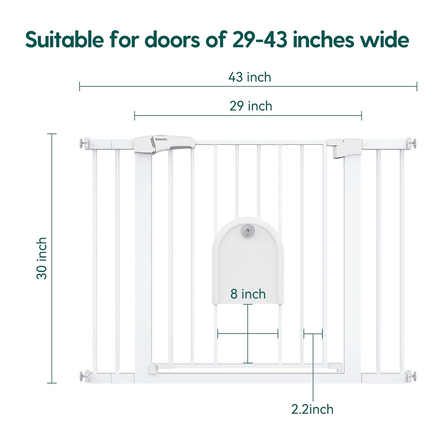 Babelio Adjustable WalkThru Baby Gate with Lockable Pet Door 2943