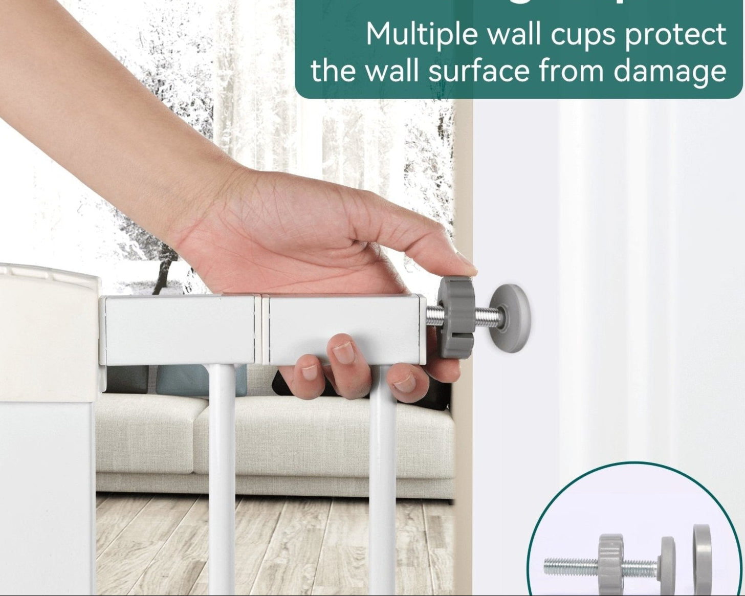 Babelio Adjustable 2948" Metal Baby Gate Easy Install, No Drill