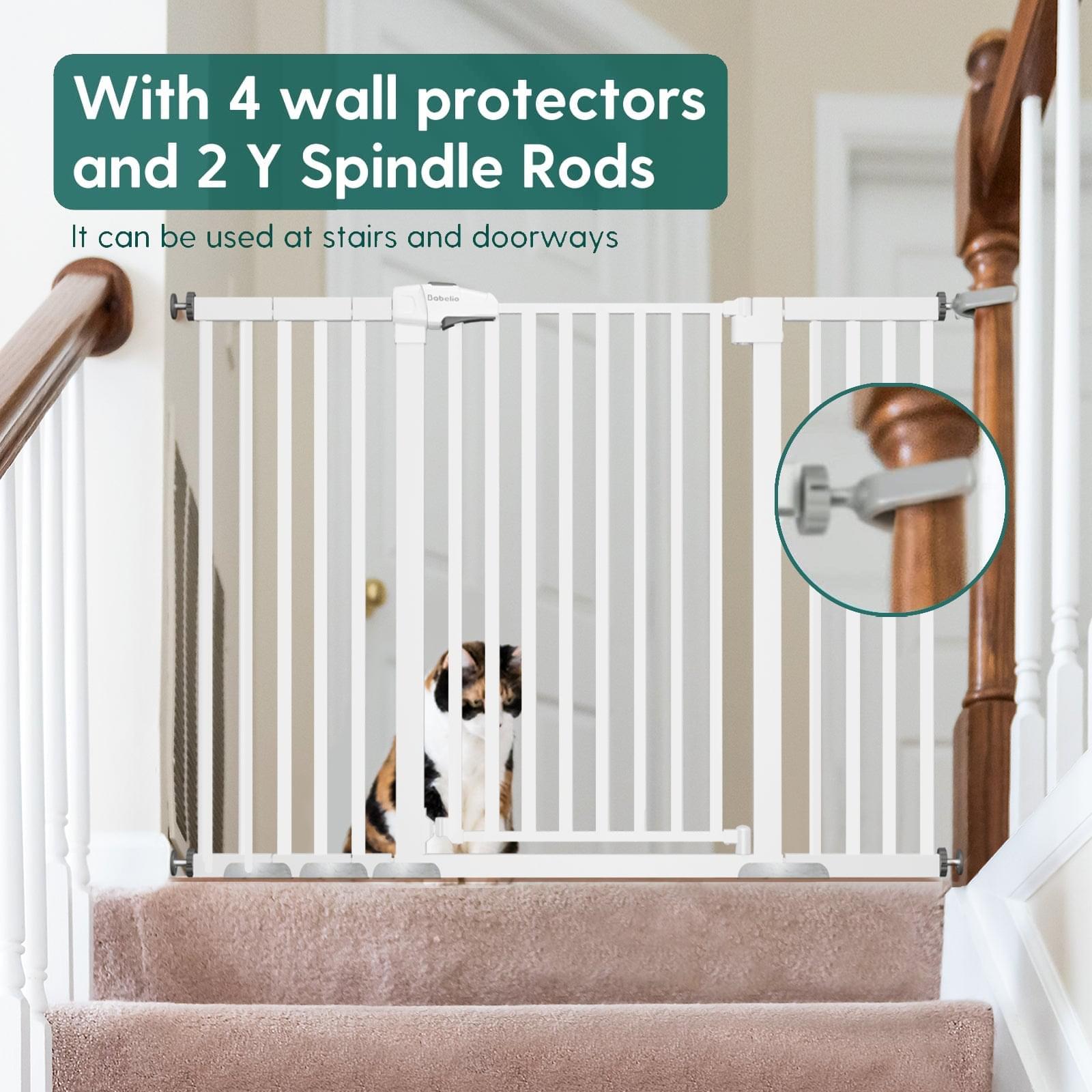 BABELIO 29 55 Wide Metal Baby and Pet Safety Gate Easy Install Auto Close for Stairs Doorways