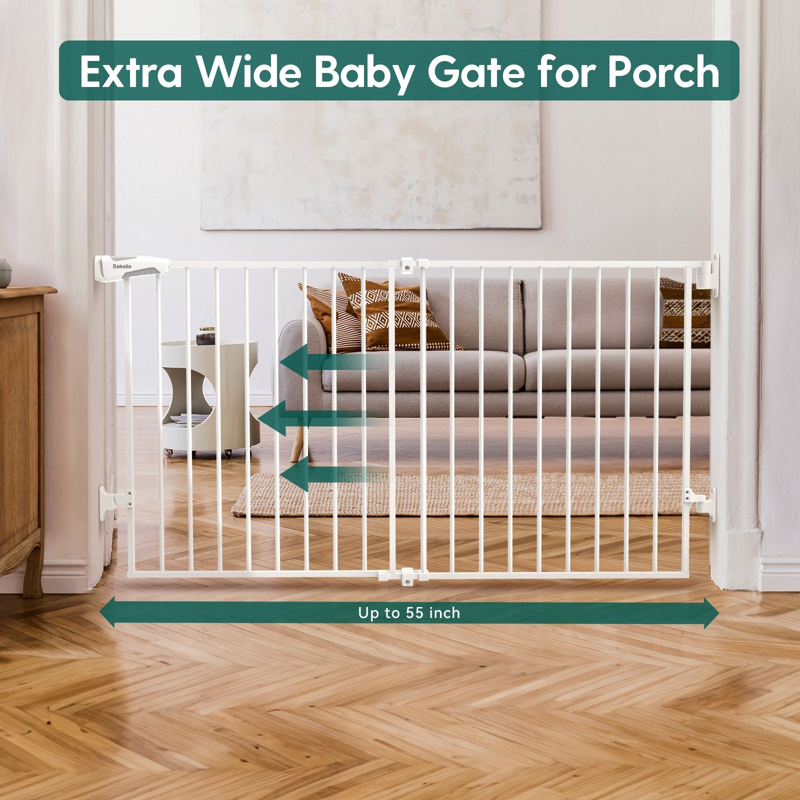 Babelio 31.5-55" 2-in-1 Auto-Close Baby & Dog Gate, Extra Wide for House, Stairs & Doorways, with Walk-Thru Door - babeliobaby