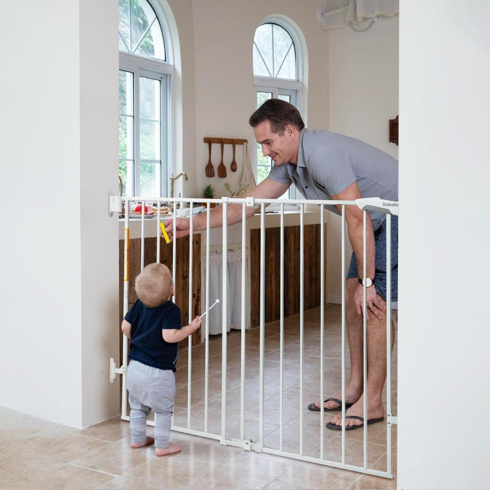 Babelio 34" Extra Tall Baby/Dog Gate with No Threshold Design Walk Thru Door, 26-43" Auto Close Safety Gate for Babies, Elders and Pets - babeliobaby