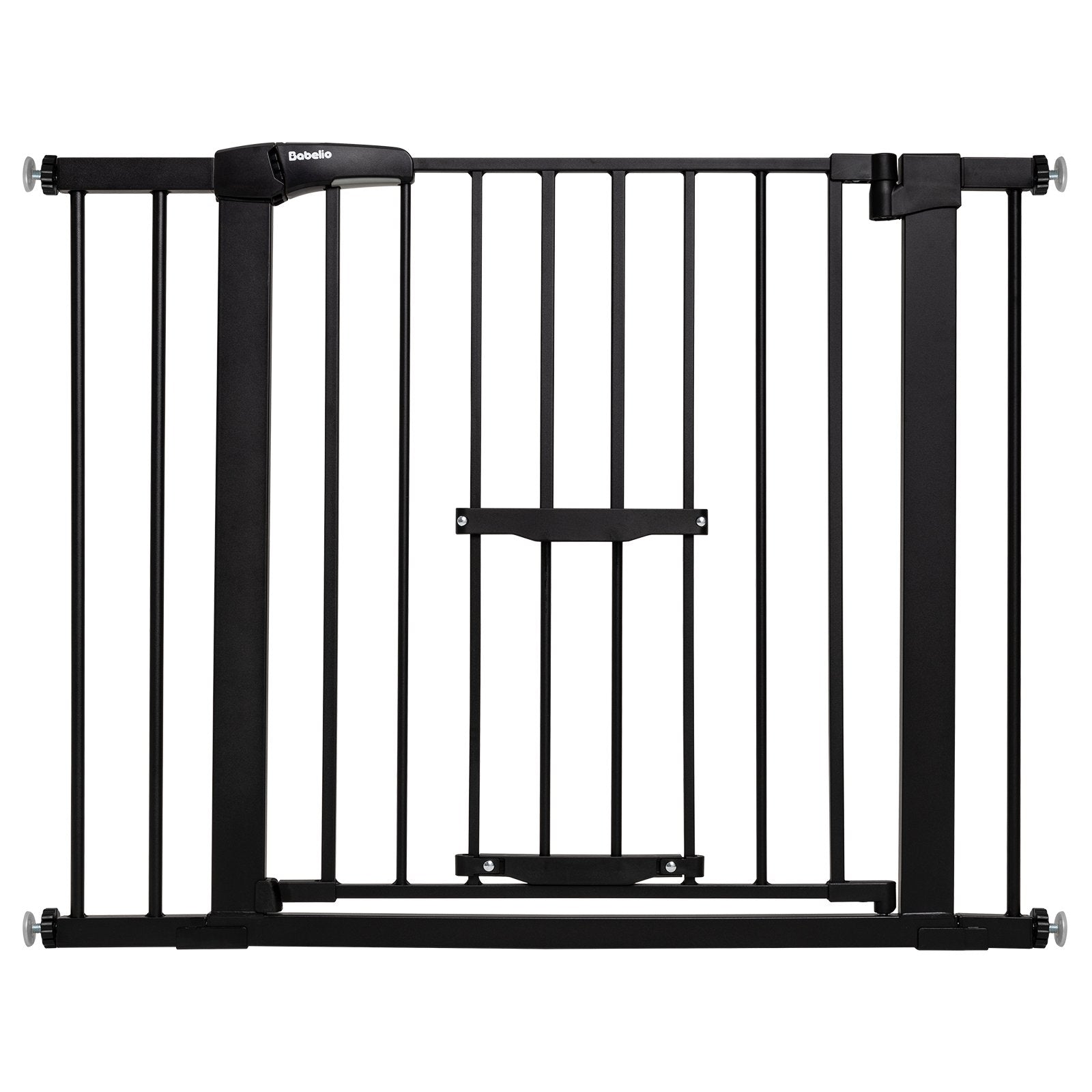 BABELIO Award-Winning Baby Gate with Cat Door, 29-40" Metal Safety Gate for Stairs & Doorways, Tool-Free Installation (30" Tall) - babeliobaby