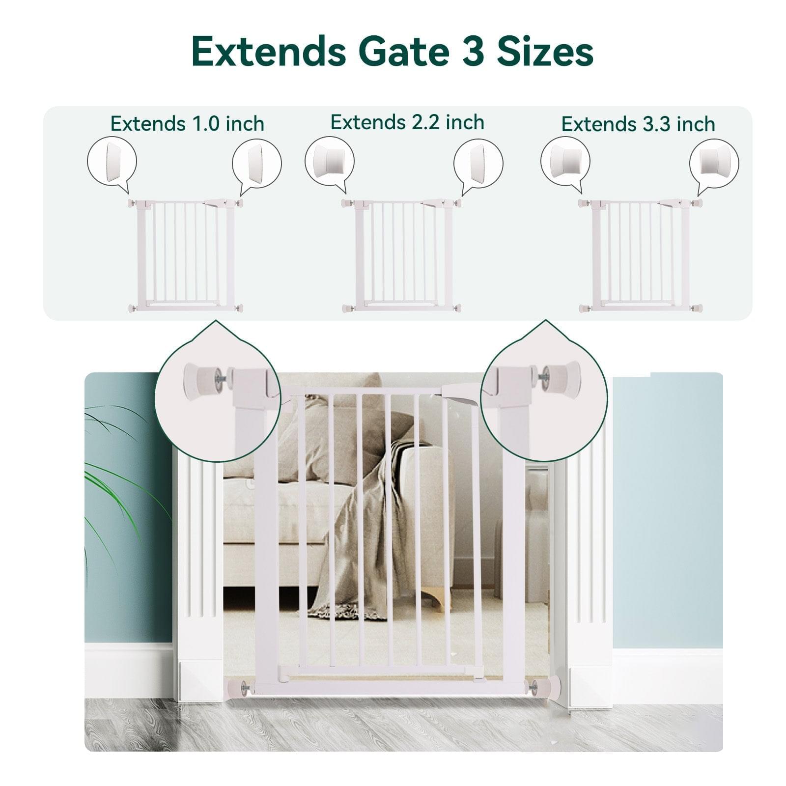 Babelio Baby Gate Extender Wall Protector, Extends 1-3.3 inches Pet & Dog Safety Gates, 4 Pack Pressure Mounted Gates Extension Kit - babeliobaby