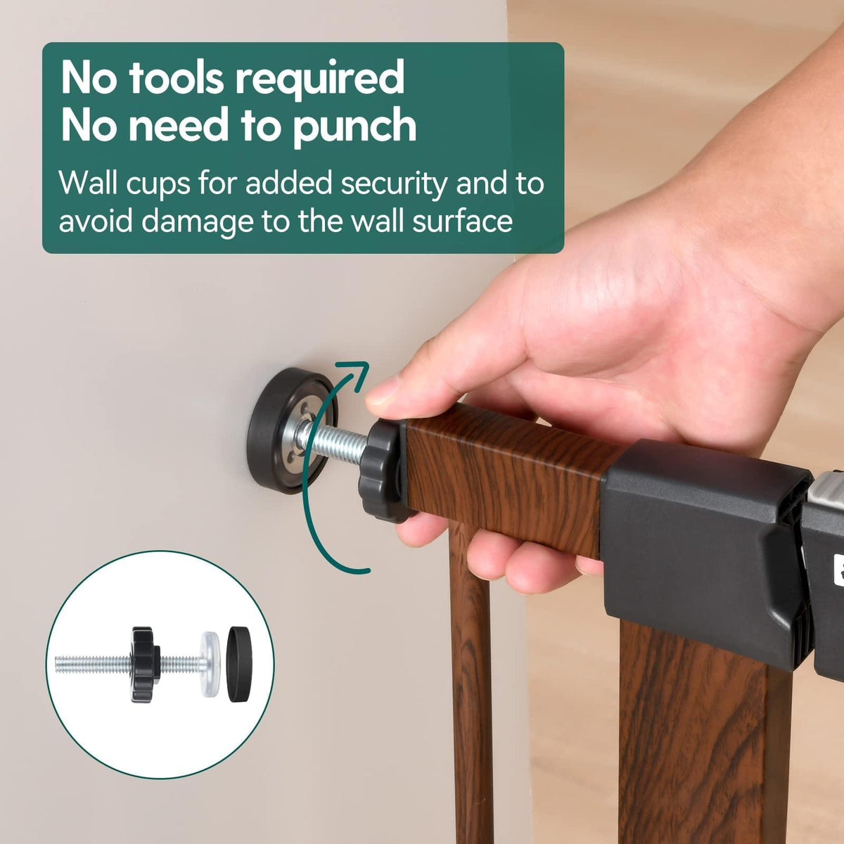 Babelio Baby Gate Extension Metal with Brown Wood Pattern, 2.75/5.5''