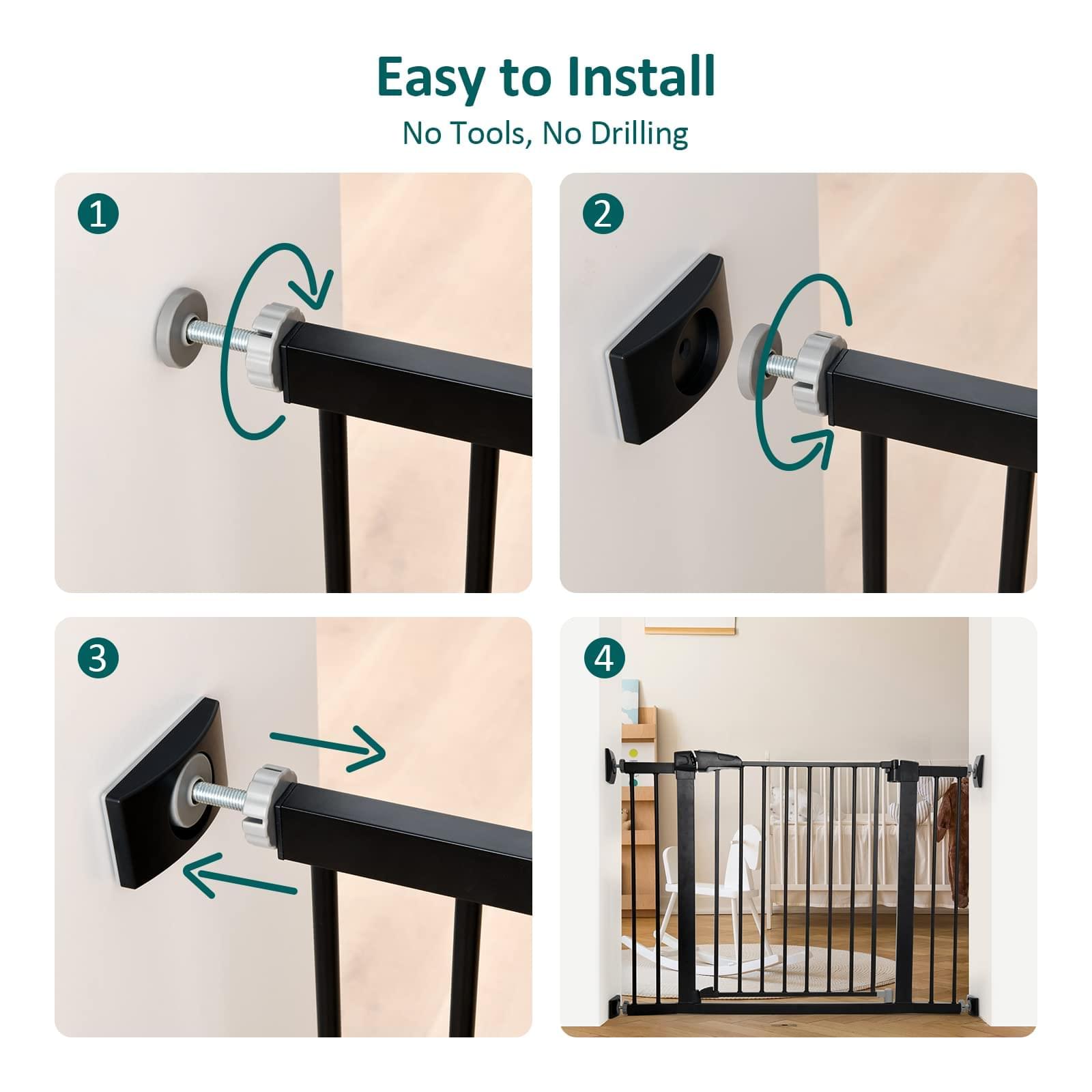 Babelio Baby Gate Wall Protectors, 4 Pack Wall Cups for Child Gate, Black - babeliobaby