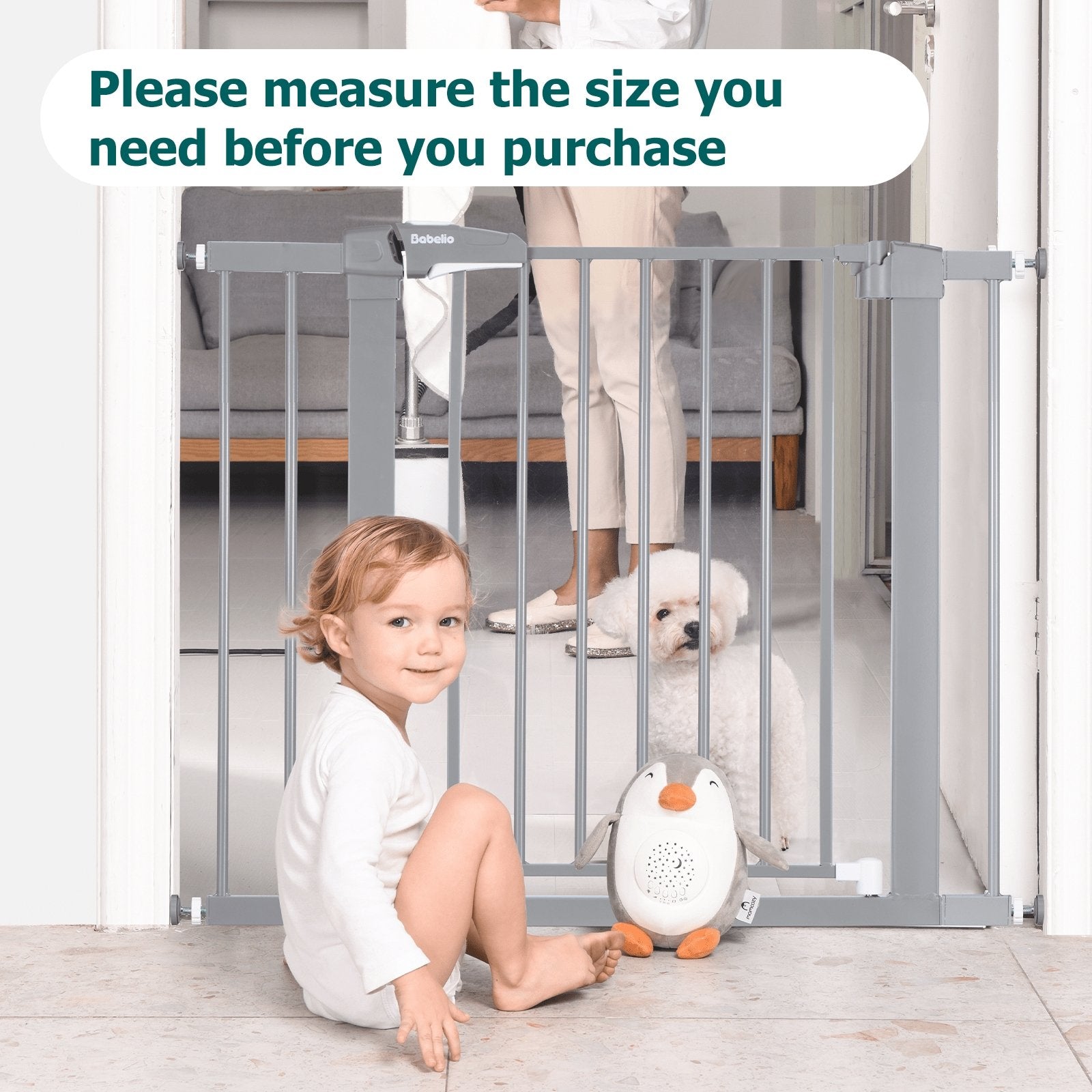 BABELIO Extra Wide Metal Baby Gate Extension - Easy Installation - Gray - babeliobaby