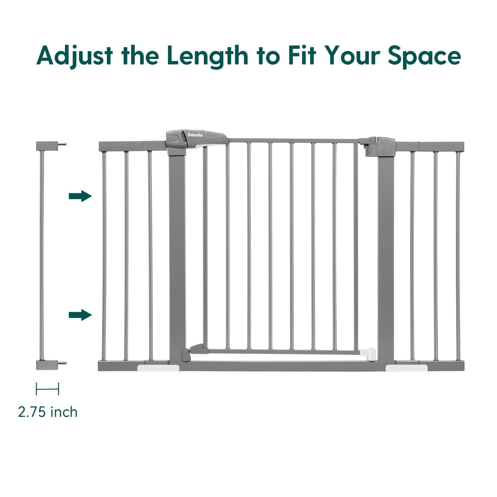 BABELIO Extra Wide Metal Baby Gate Extension Easy Installation Gra