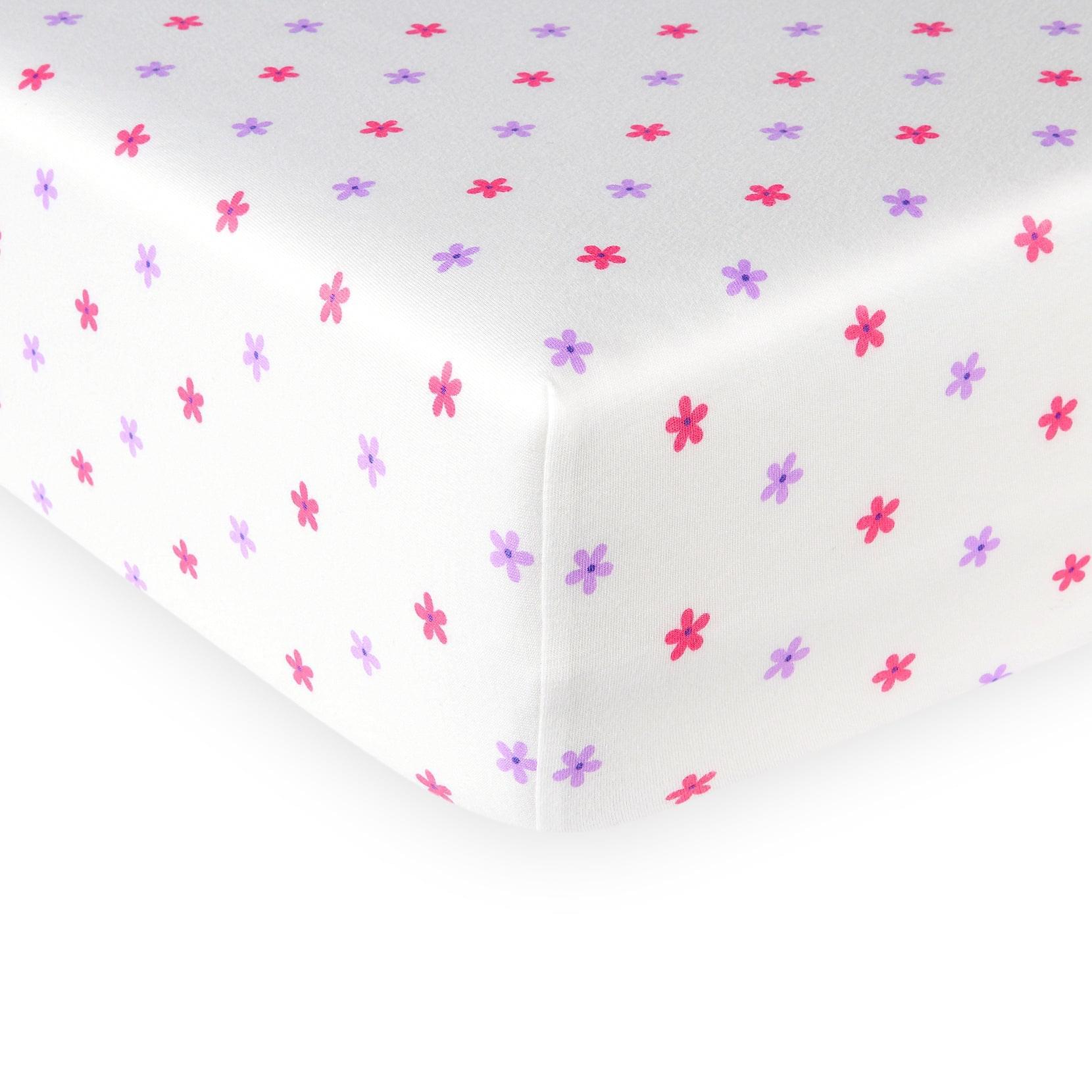 Babelio Fitted Crib Sheets for Standard Crib & Toldder Mattress, 100% Cotton, 52 x 28 x 8 inches (Pack of 1) - Floral - babeliobaby