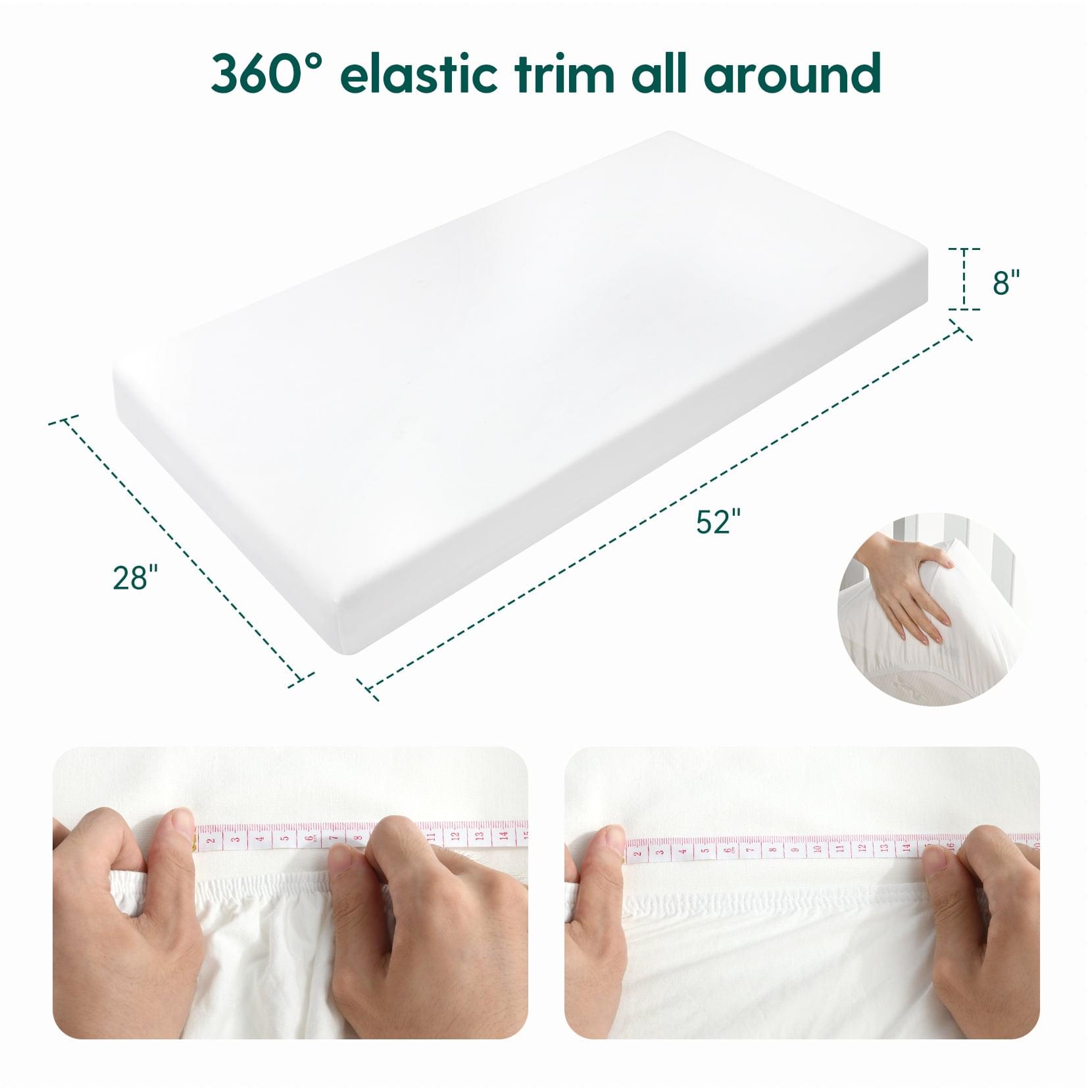 Babelio Fitted Crib Sheets for Standard Crib & Toldder Mattress, 100% Cotton, 52 x 28 x 8 inches (Pack of 1) - White - babeliobaby