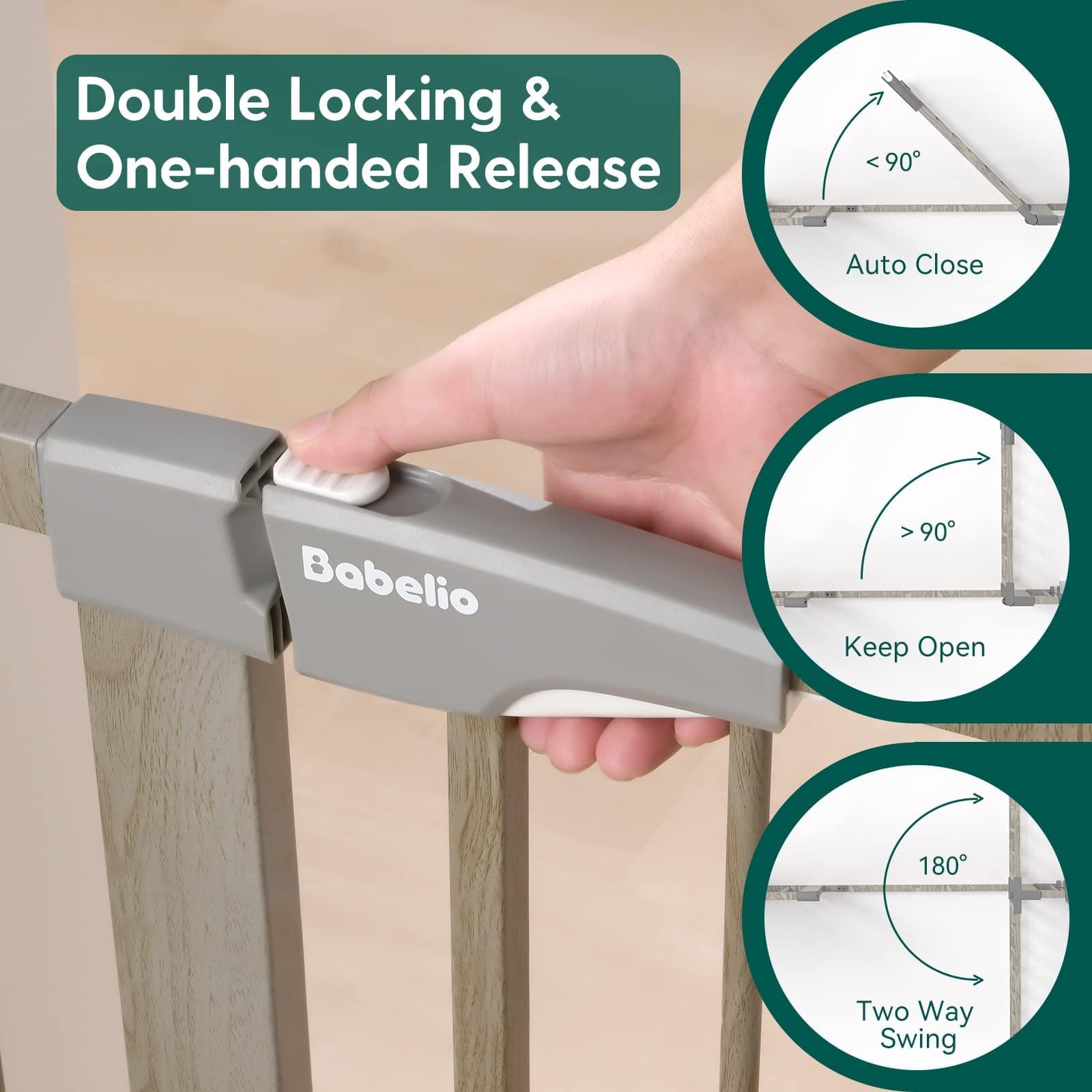 Babelio Metal Baby Gate Extension with Grey Wood Pattern, 2.75/5.5'' Extra Wide Pet Gate for Stairs & Doorways, 30" Tall - babeliobaby