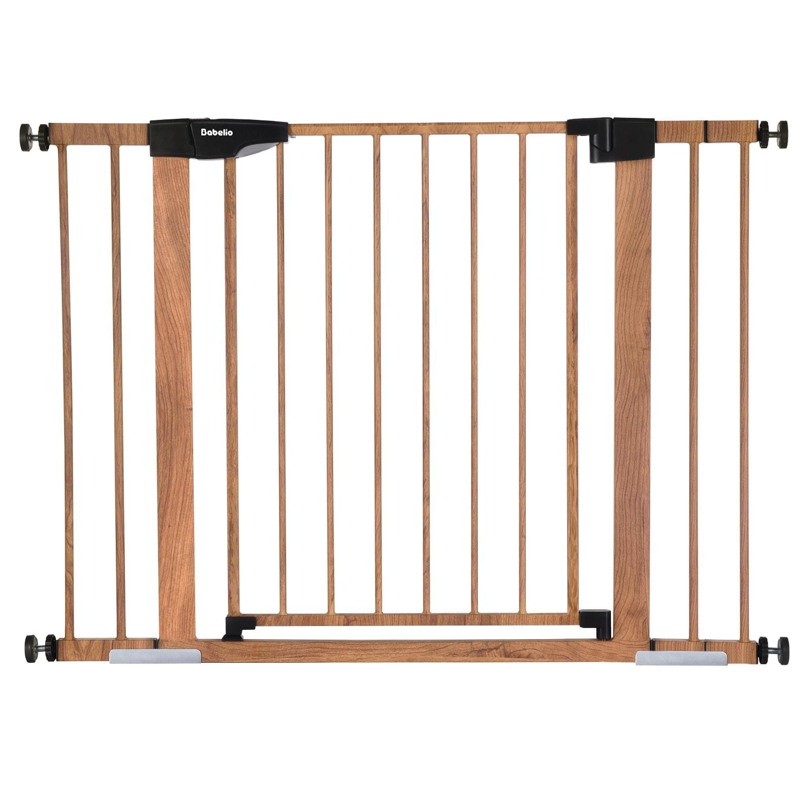 Babelio Adjustable Metal Baby Gate with Wood Pattern – Easy Install,  Pressure Mounted, 26-55