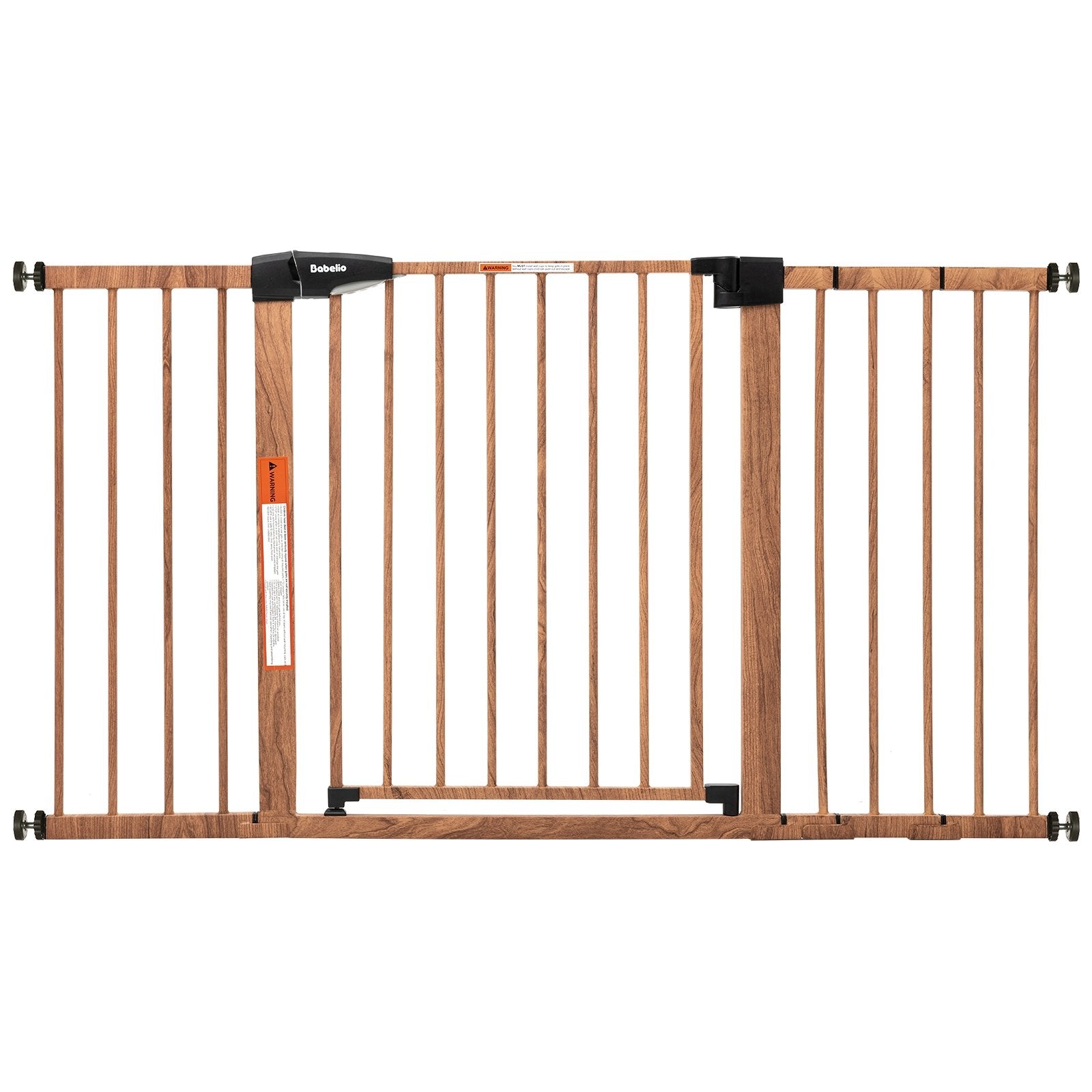 Babelio Metal Baby Gate with Wood Pattern 26 55 Adjustable Auto Close Easy Install Pressure Mounted No Drill 26 40 inch Wood Pattern