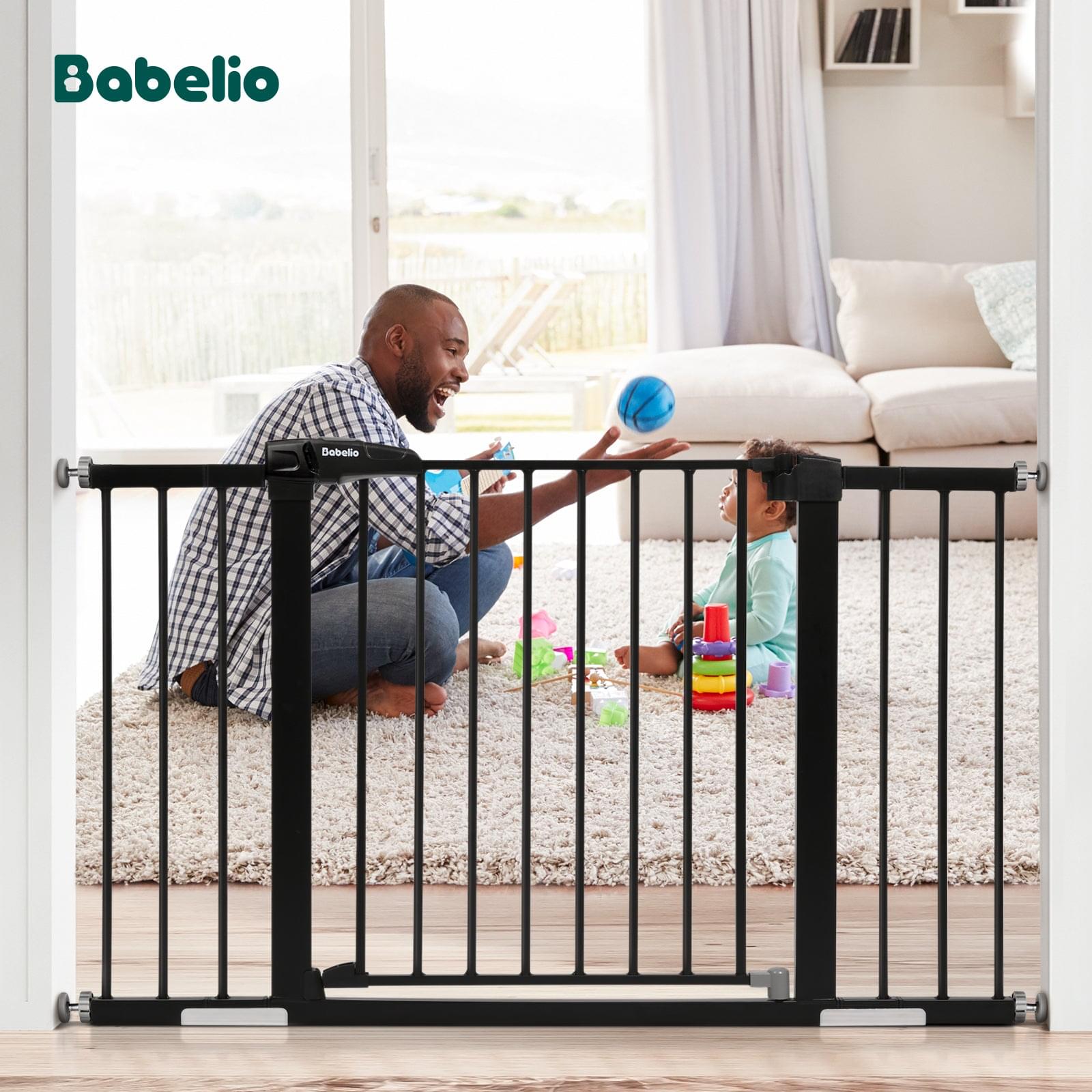 BABELIO Metal Baby/Dog Gate Extender, 2.75/5.5inch (7/14cm) Pet Gate Extension, Extra Wide Pet Gate Accessories for Stairs & Doorways, NO Need Tools NO Drilling, 36" Tall - babeliobaby