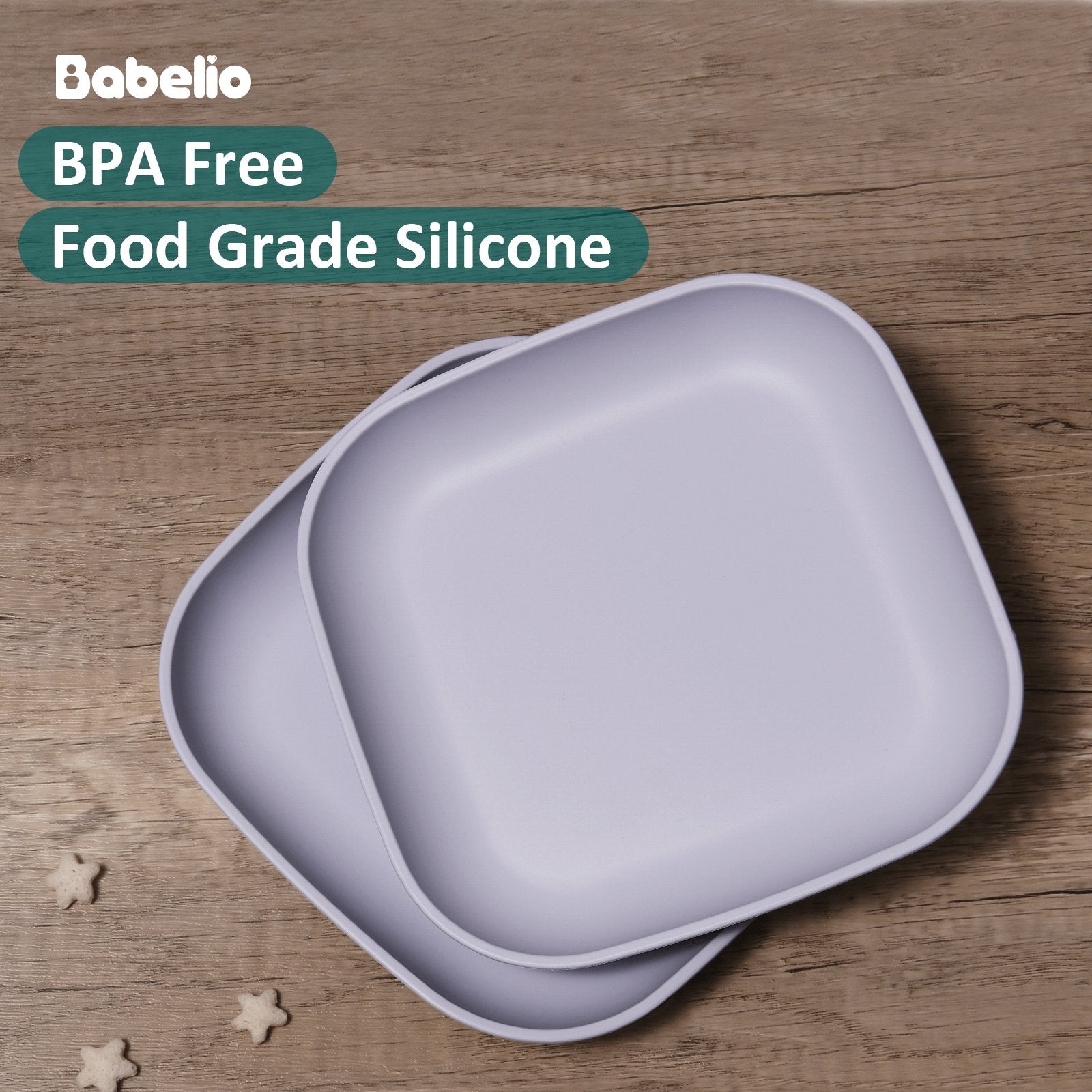 Babelio New Basics Silicone Toddler Plates 2 Pack (Grey) - babeliobaby