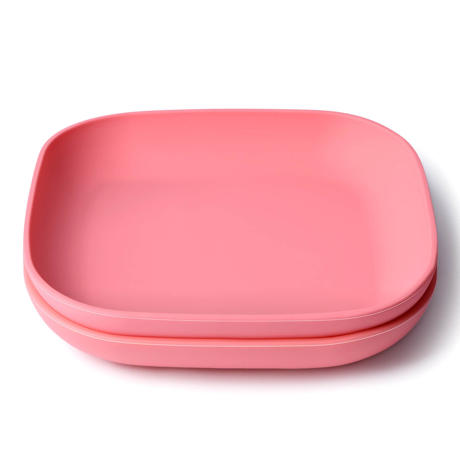 Babelio pink silicone toddler plates set, stackable, durable and easy to clean