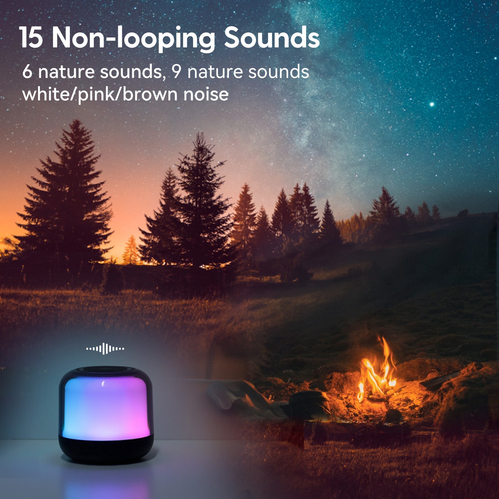 Babelio Portable Sound Machine with Night Light | 15 White Noise Options | Timer & Multi Lighting Modes - babeliobaby