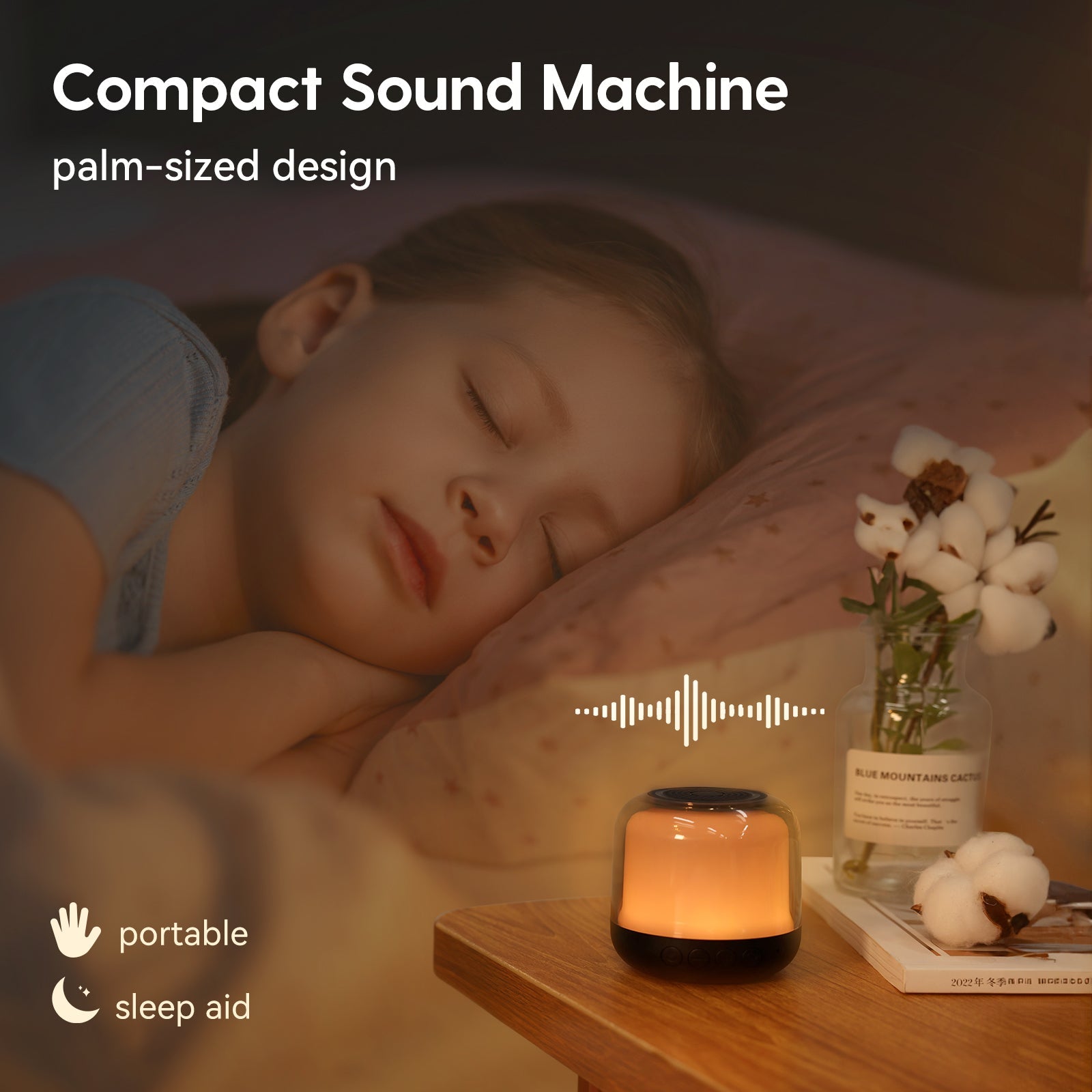 Babelio Portable Sound Machine with Night Light | 15 White Noise Options | Timer & Multi Lighting Modes - babeliobaby