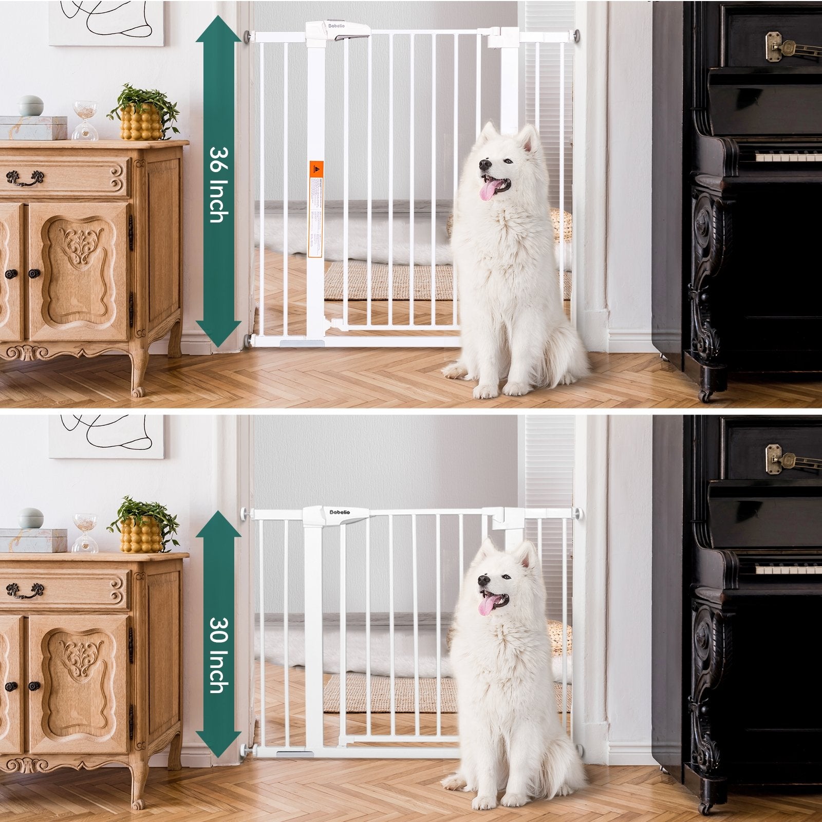 Babelio Protectors Easy Install 26-40" Metal Baby/Pet Gate 36" High (White) - babeliobaby