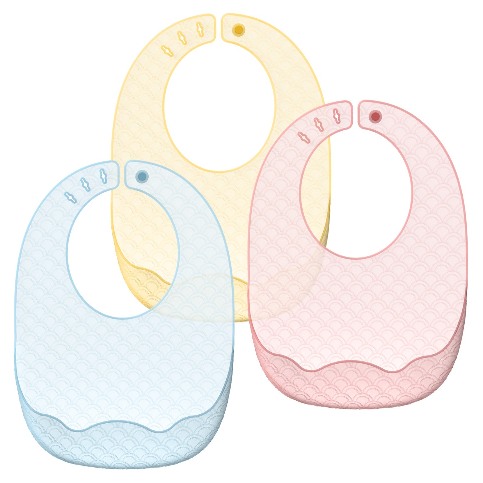 Babelio Ultra-Thin Set of 3 Silicone Baby bibs for Babies & toddlers (6-72 Months), Unisex (Blue/light yellow/Pink) - babeliobaby