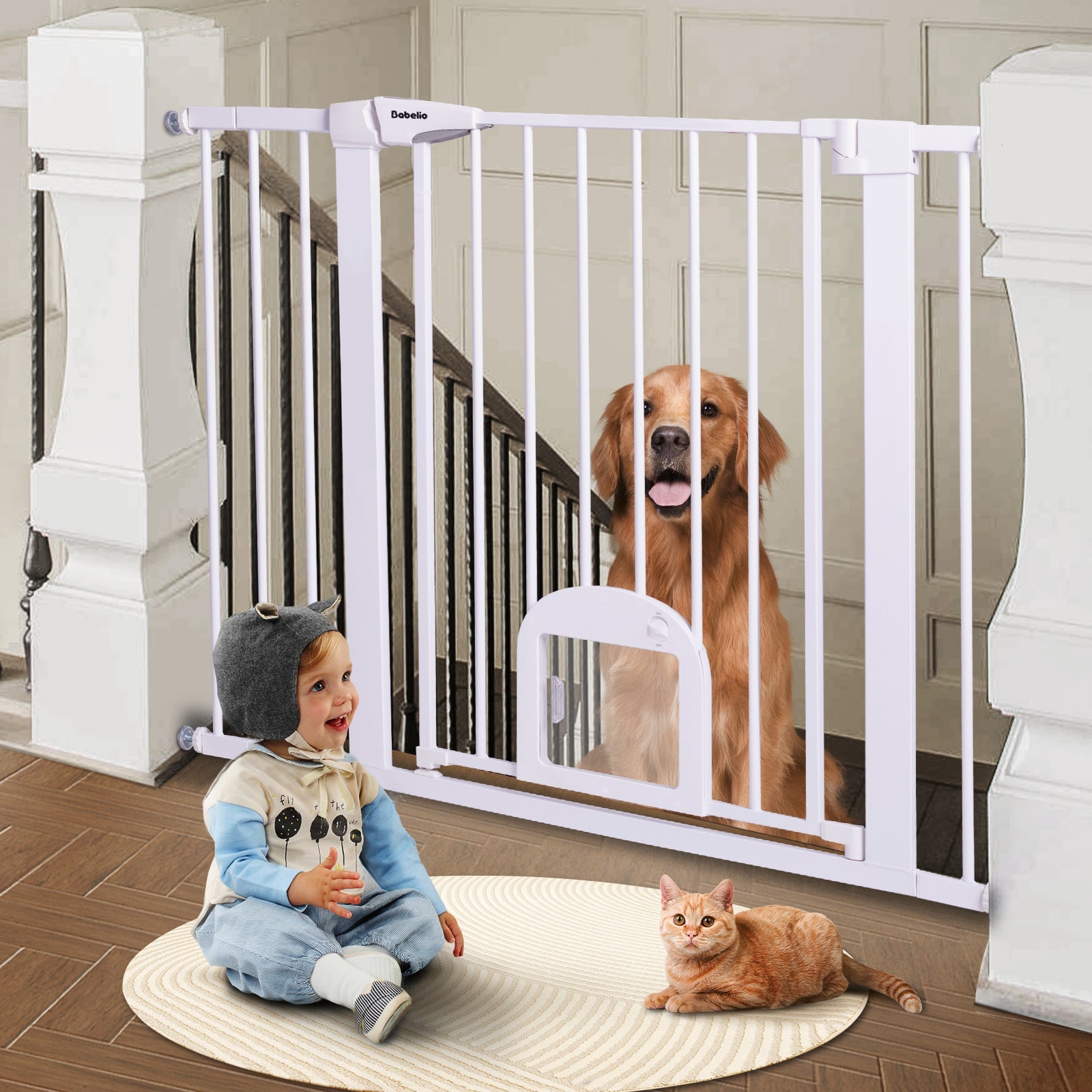 Diy baby gate with cat outlet door