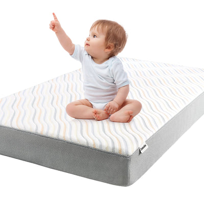 BABELIO USDA BioPreferred Crib and Toddler Mattress with Soybean Fiber Mattress Cover, 52"x27.5"x5" - babeliobaby