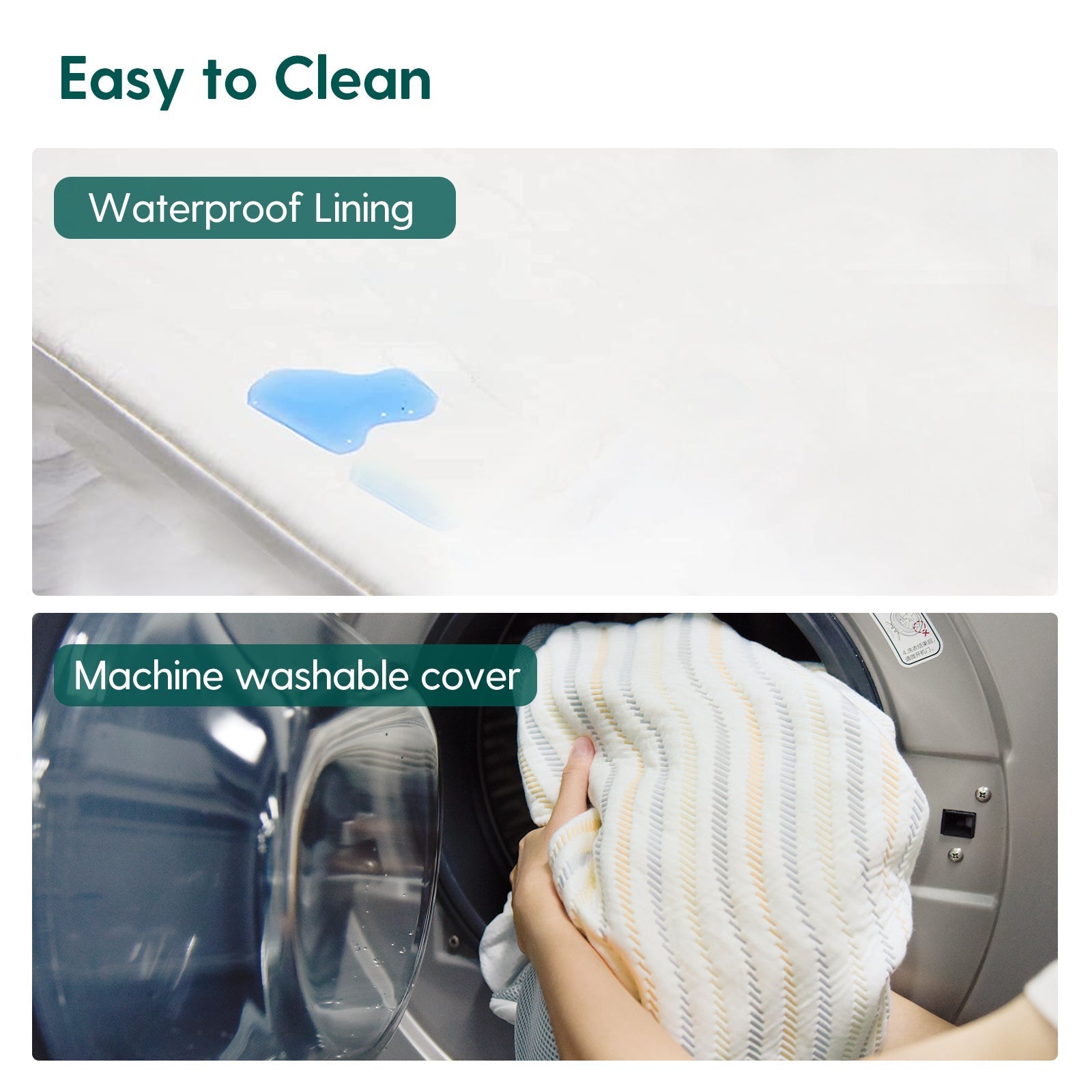 Babelio crib mattress with waterproof lining and machine washable cover, shown in nursery setting