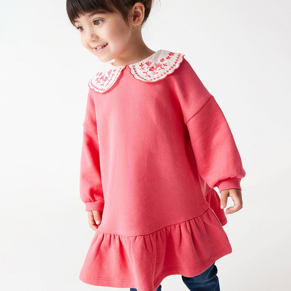 Elegant Long-Sleeve Cotton Princess Dress with Embroidery for Girls - Fall Collection - babeliobaby