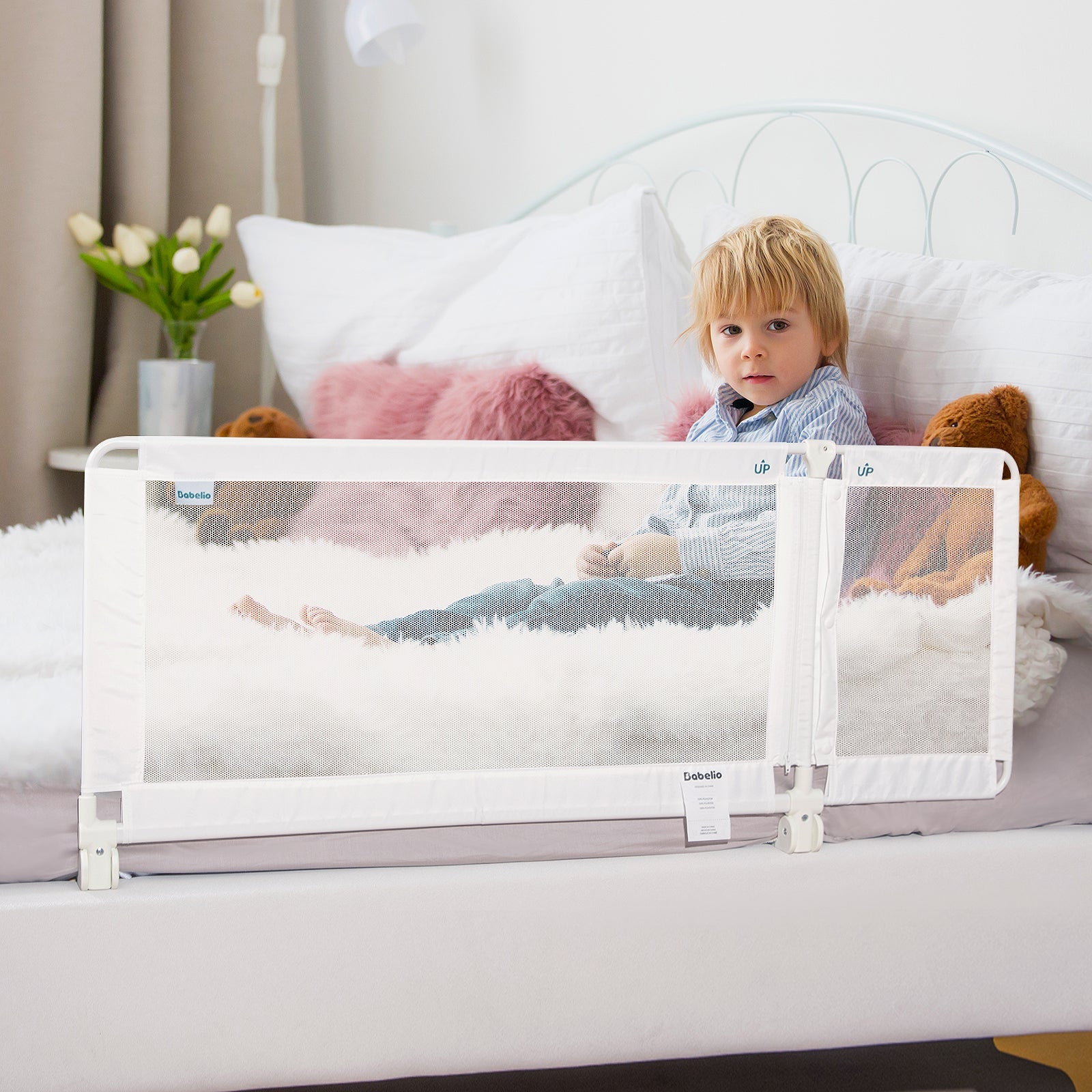 Guardian Toddler Bed Rail, 39"-51" Extendable Bed Guard Rail for Toddlers - babeliobaby
