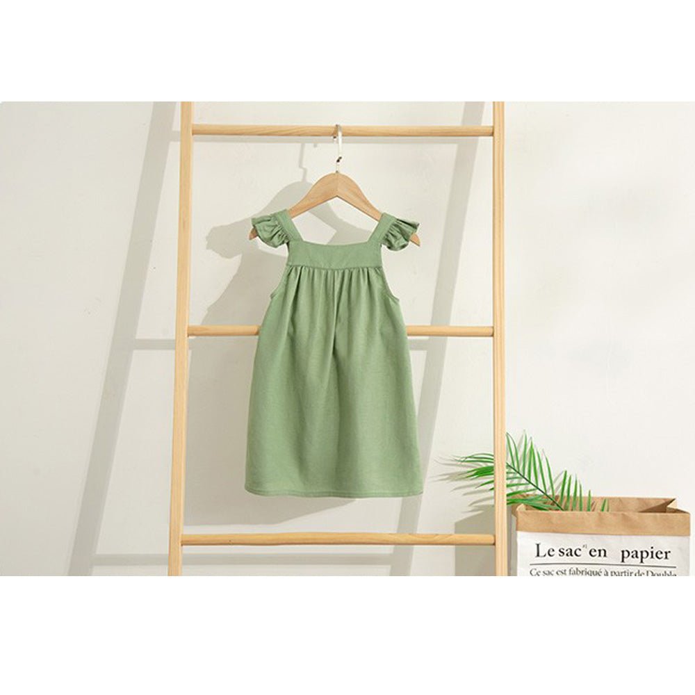 Korean Style Linen Dress for Toddler Girls (3-8 Years) - babeliobaby