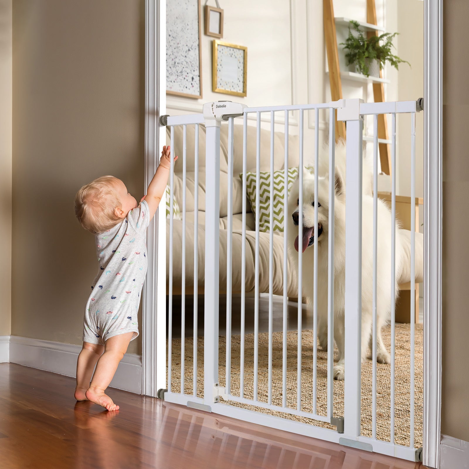 Mom's Choice Award Winner: BABELIO 36" Extra Tall Metal Baby & Pet Gate for Stairs and Doorways - babeliobaby