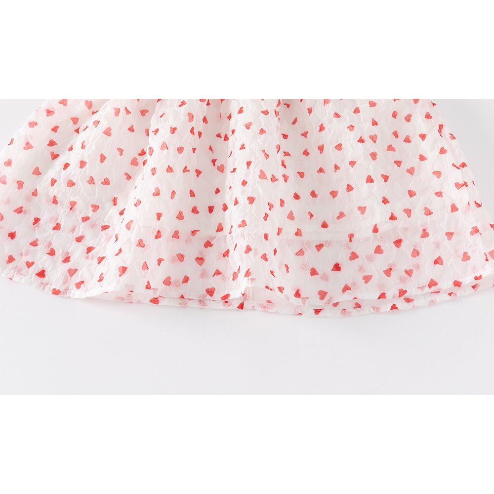 Summer New Arrival Girls' Cute Heart Bow Dress, Baby Infant Short Sleeve Princess Dress - babeliobaby