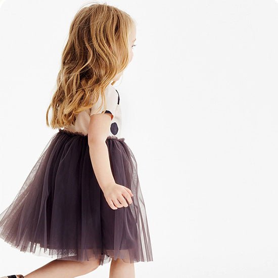Tiny Cuddling Girls Short Sleeve Dress Mesh Splicing Princess Dress - babeliobaby